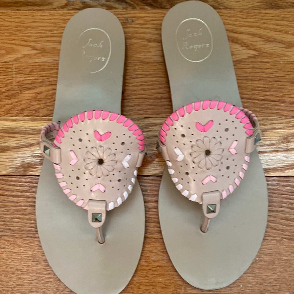 Jack Rogers Sandal. Pink and tan. 9.5